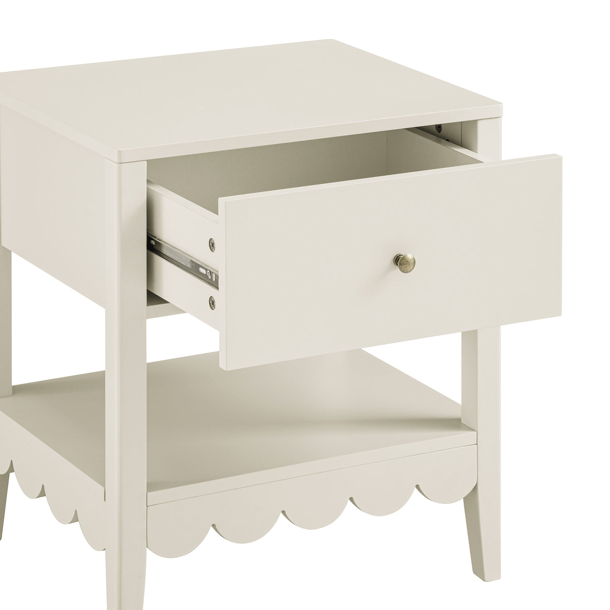 Edge Bedside Table Henley Scalloped Edge Bedside Table with Drawer, Light Sand | daals