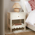 Henley Scalloped Edge Bedside Table with Drawer, Light Sand - daals