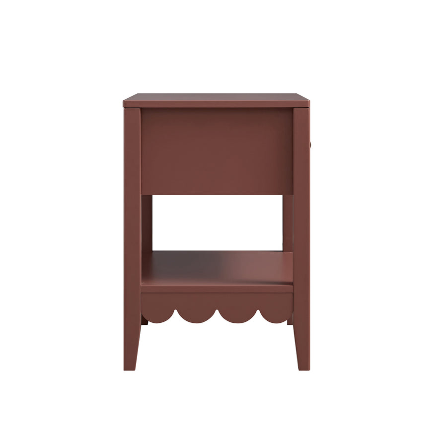 Henley Scalloped Edge Bedside Table with Drawer, Rosewood - daals