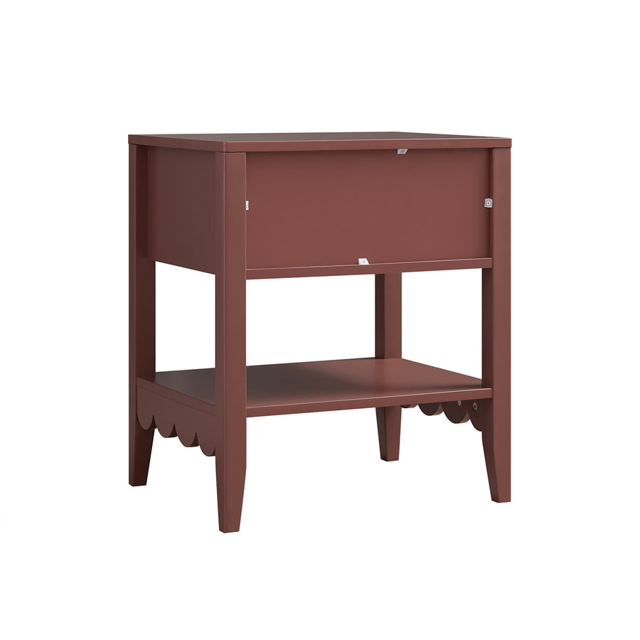 Henley Scalloped Edge Bedside Table with Drawer, Rosewood - daals