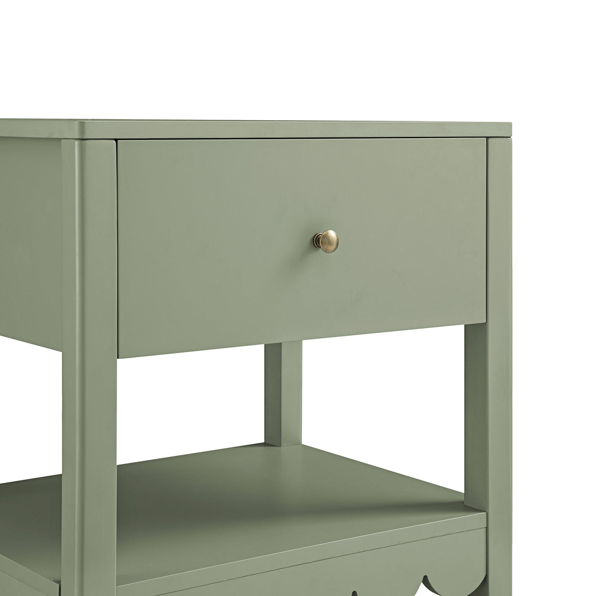 Edge Bedside Table Henley Scalloped Edge Bedside Table with Drawer, Sage Green | daals
