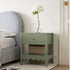 Henley Scalloped Edge Bedside Table with Drawer, Sage Green - daals