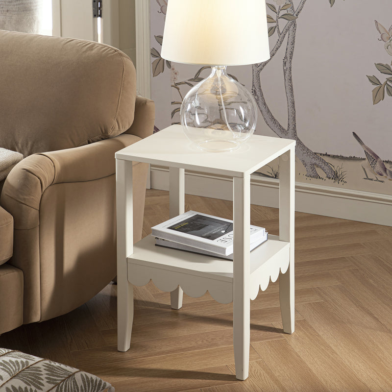 Henley Scalloped Edge Side Table, Light Sand - daals
