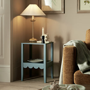 Henley Scalloped Edge Side Table, Blue Spruce