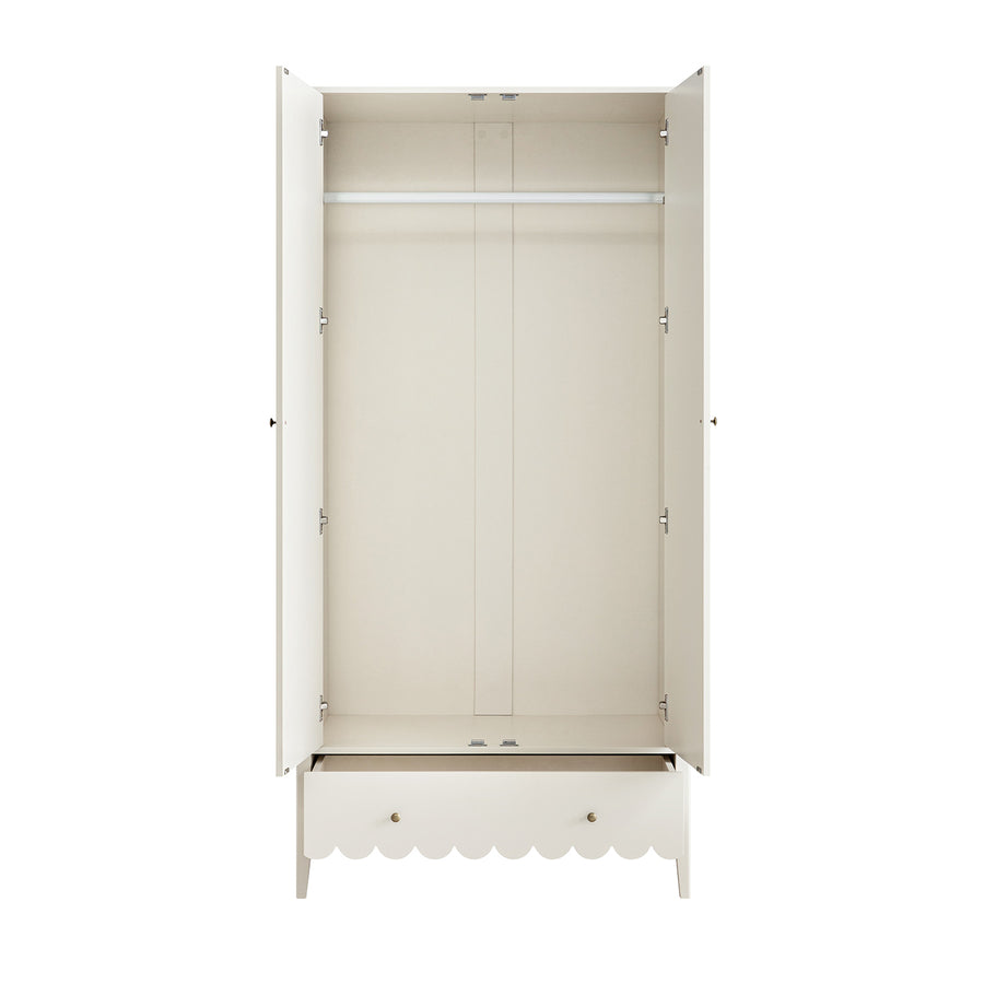 Henley Scalloped Edge Double Wardrobe, Light Sand - daals