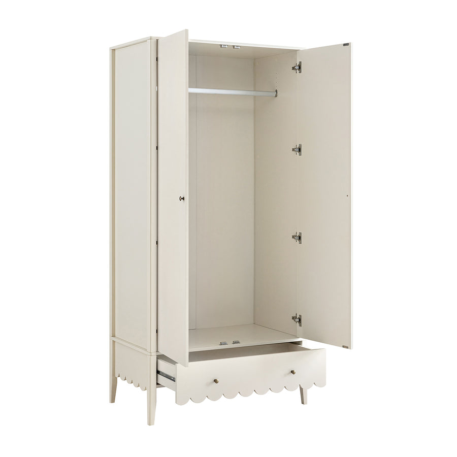 Henley Scalloped Edge Double Wardrobe, Light Sand - daals