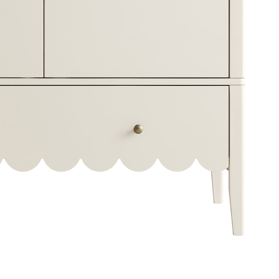 Henley Scalloped Edge Double Wardrobe, Light Sand - daals