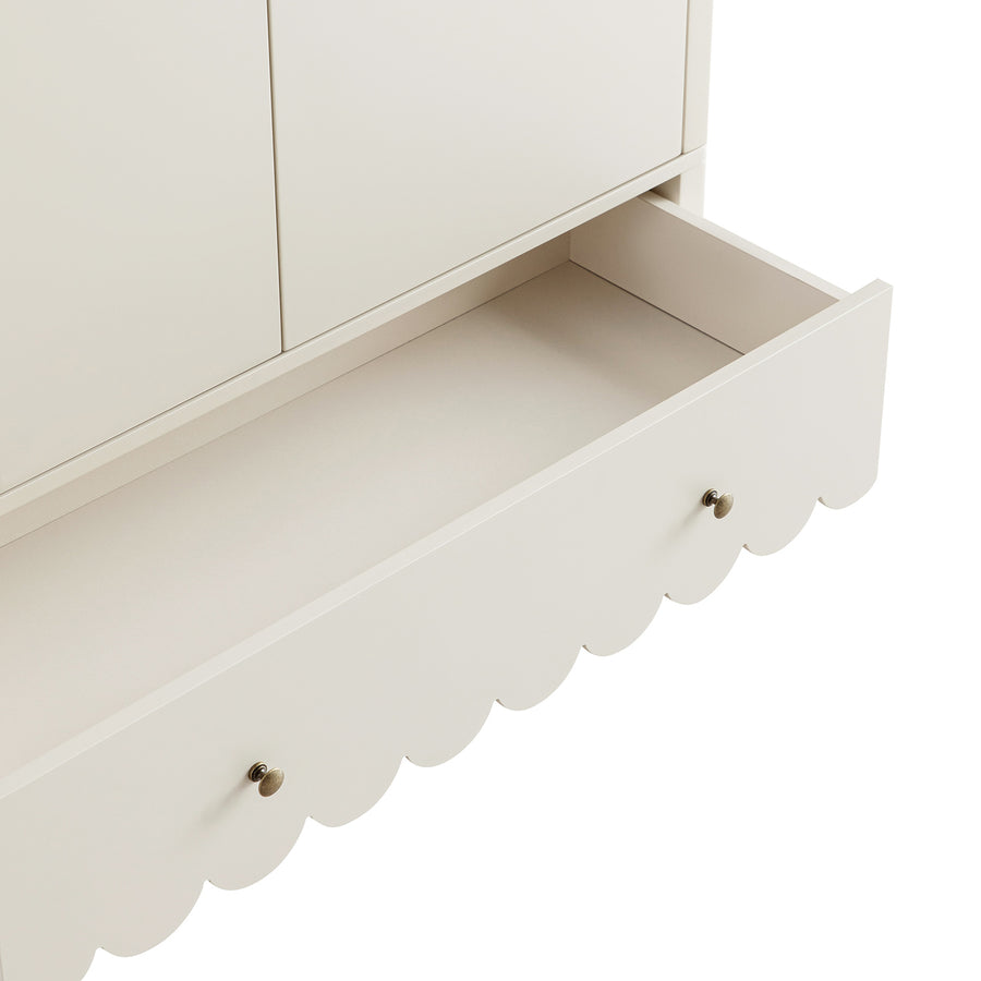 Henley Scalloped Edge Double Wardrobe, Light Sand - daals