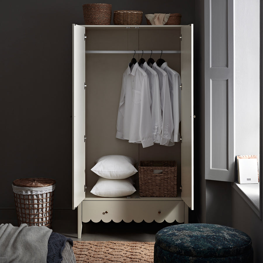 Henley Scalloped Edge Double Wardrobe, Light Sand - daals