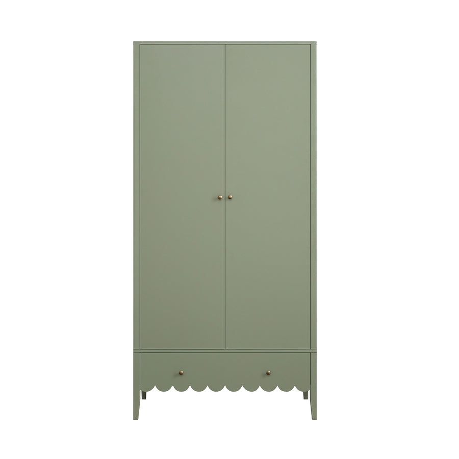 Henley Scalloped Edge Double Wardrobe, Sage Green - daals