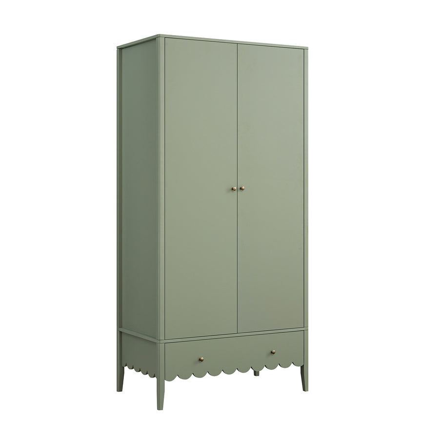 Henley Scalloped Edge Double Wardrobe, Sage Green - daals