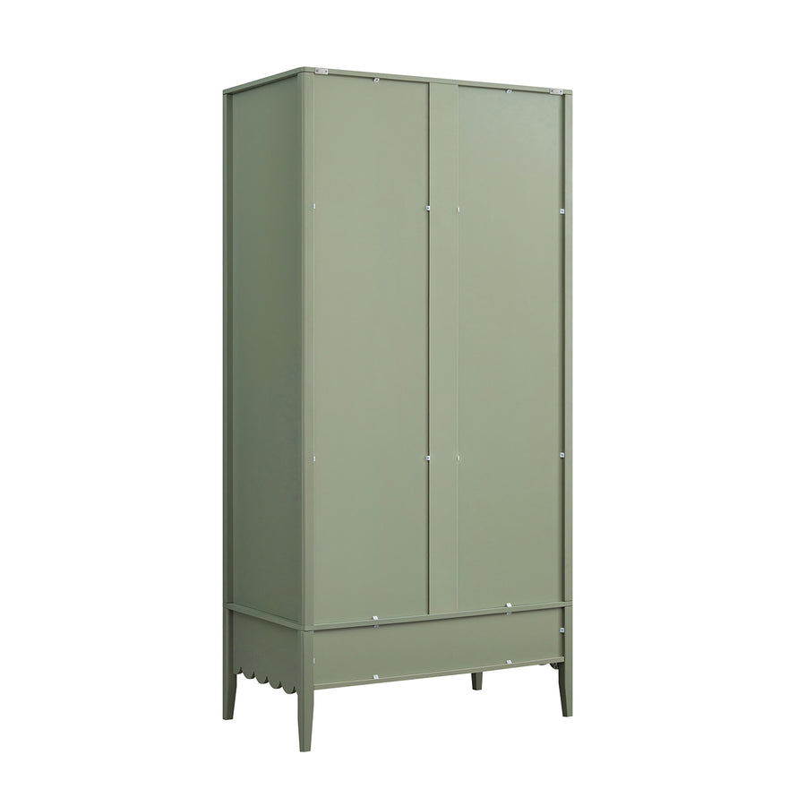 Henley Scalloped Edge Double Wardrobe, Sage Green - daals