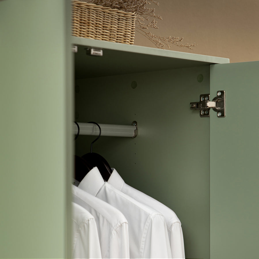 Henley Scalloped Edge Double Wardrobe, Sage Green - daals