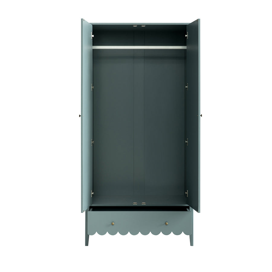 Henley Scalloped Edge Double Wardrobe, Blue Spruce - daals