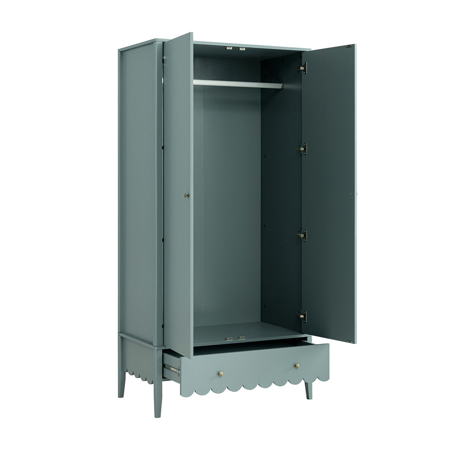 Henley Scalloped Edge Double Wardrobe, Blue Spruce - daals