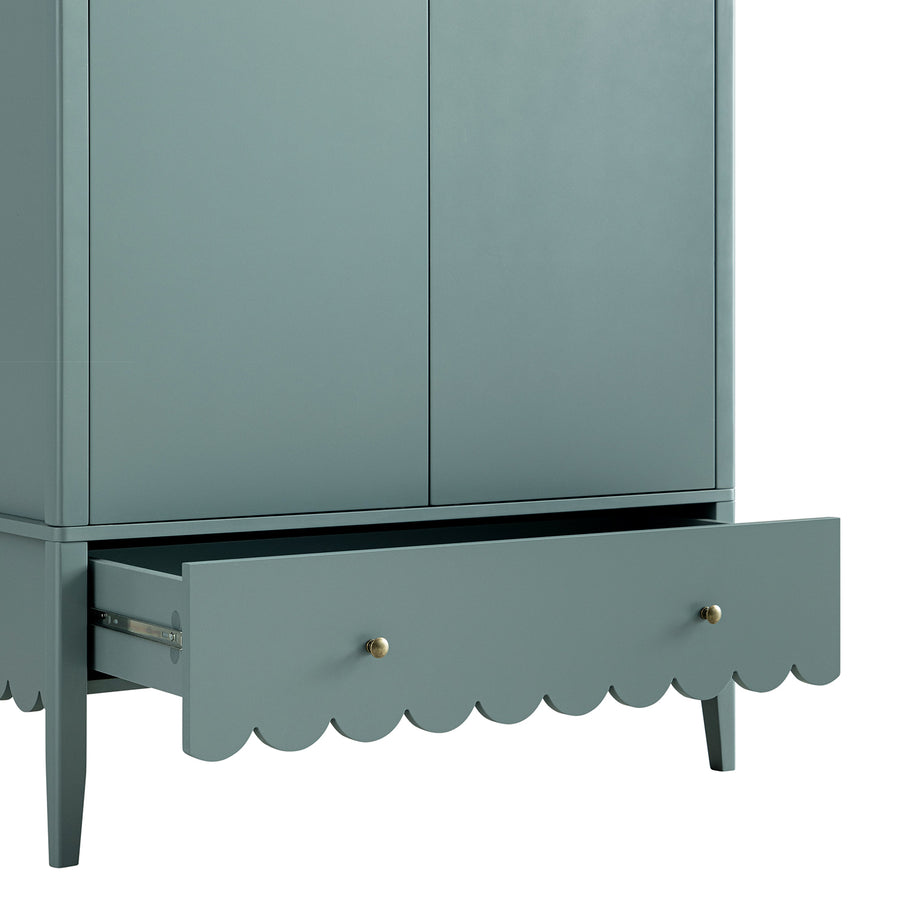 Henley Scalloped Edge Double Wardrobe, Blue Spruce - daals