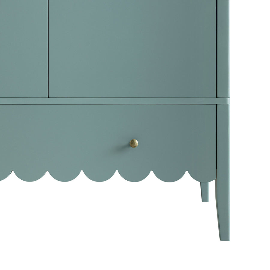 Henley Scalloped Edge Double Wardrobe, Blue Spruce - daals