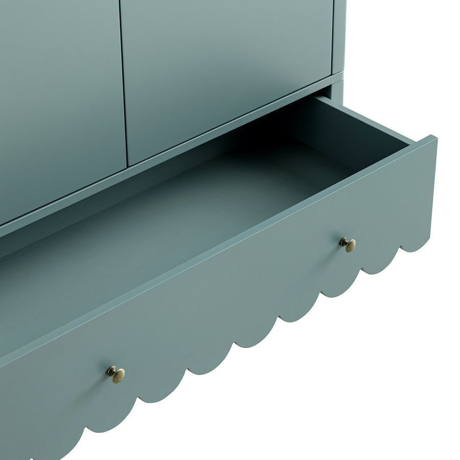 Henley Scalloped Edge Double Wardrobe, Blue Spruce - daals