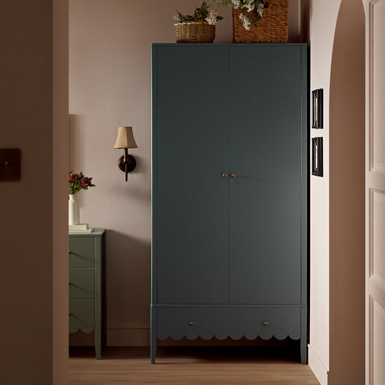Henley Scalloped Edge Double Wardrobe, Blue Spruce