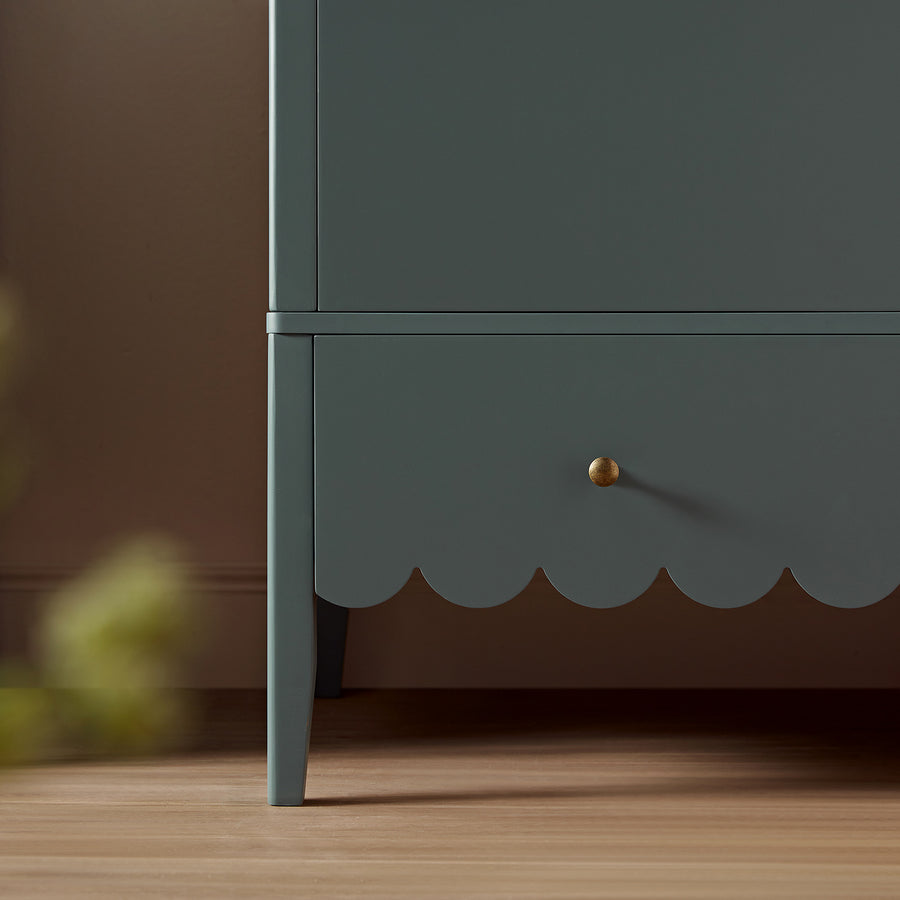 Henley Scalloped Edge Double Wardrobe, Blue Spruce - daals