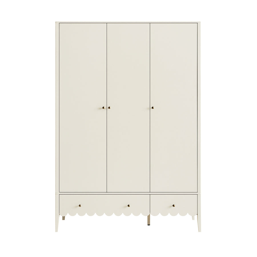 Henley Scalloped Edge Triple Wardrobe, Light Sand