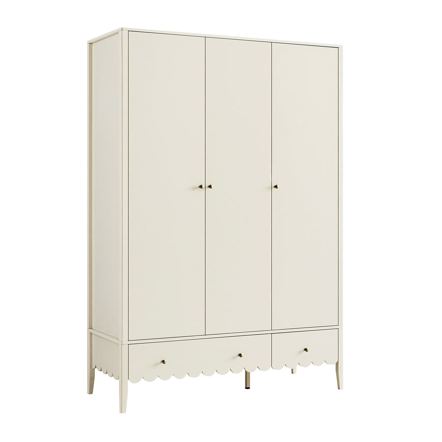 Henley Scalloped Edge Triple Wardrobe, Light Sand