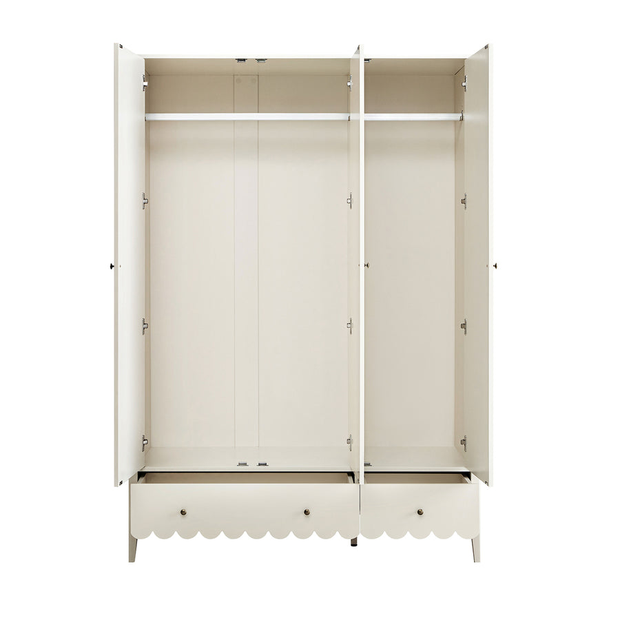 Henley Scalloped Edge Triple Wardrobe, Light Sand
