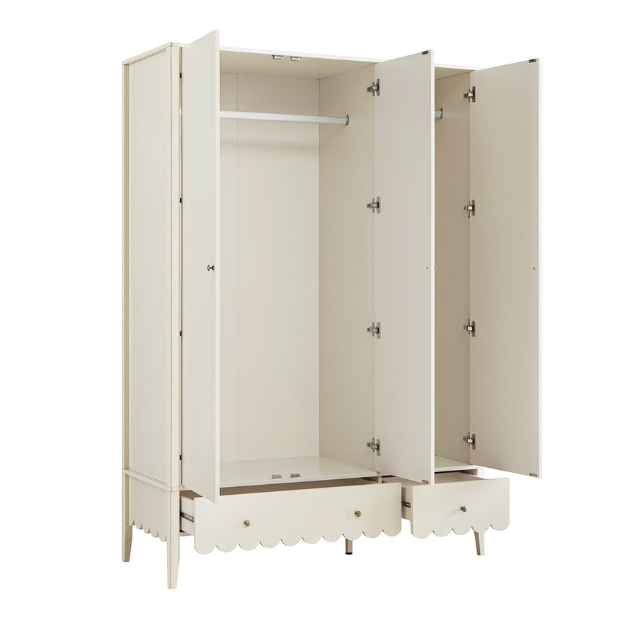 Henley Scalloped Edge Triple Wardrobe, Light Sand