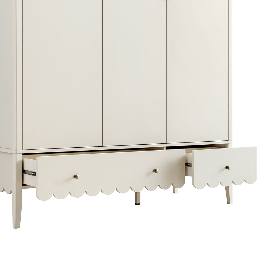 Henley Scalloped Edge Triple Wardrobe, Light Sand