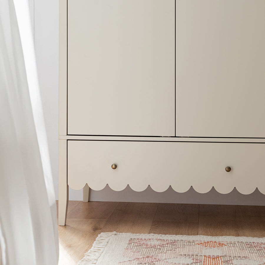 Henley Scalloped Edge Triple Wardrobe, Light Sand