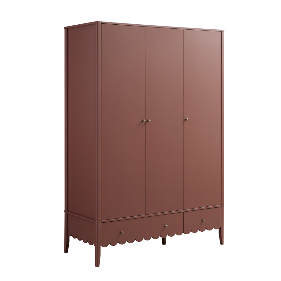 Henley Scalloped Edge Triple Wardrobe, Rosewood