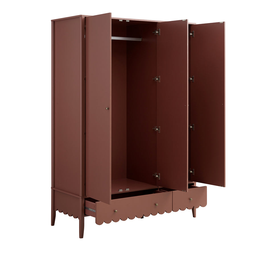 Henley Scalloped Edge Triple Wardrobe, Rosewood