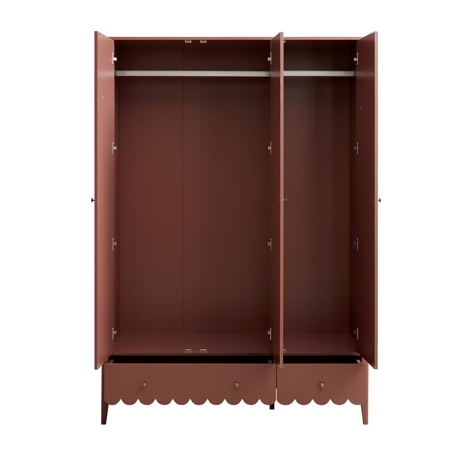 Henley Scalloped Edge Triple Wardrobe, Rosewood