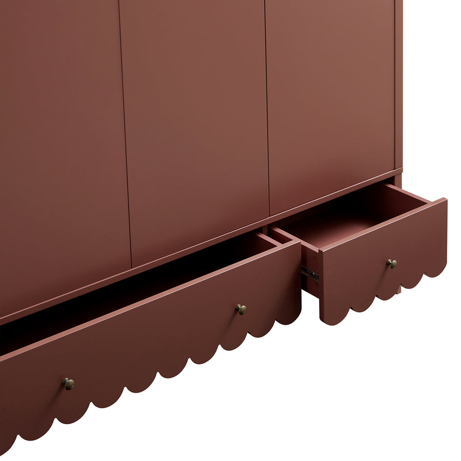 Henley Scalloped Edge Triple Wardrobe, Rosewood