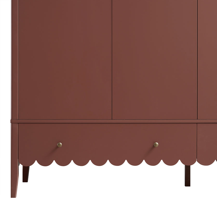 Henley Scalloped Edge Triple Wardrobe, Rosewood