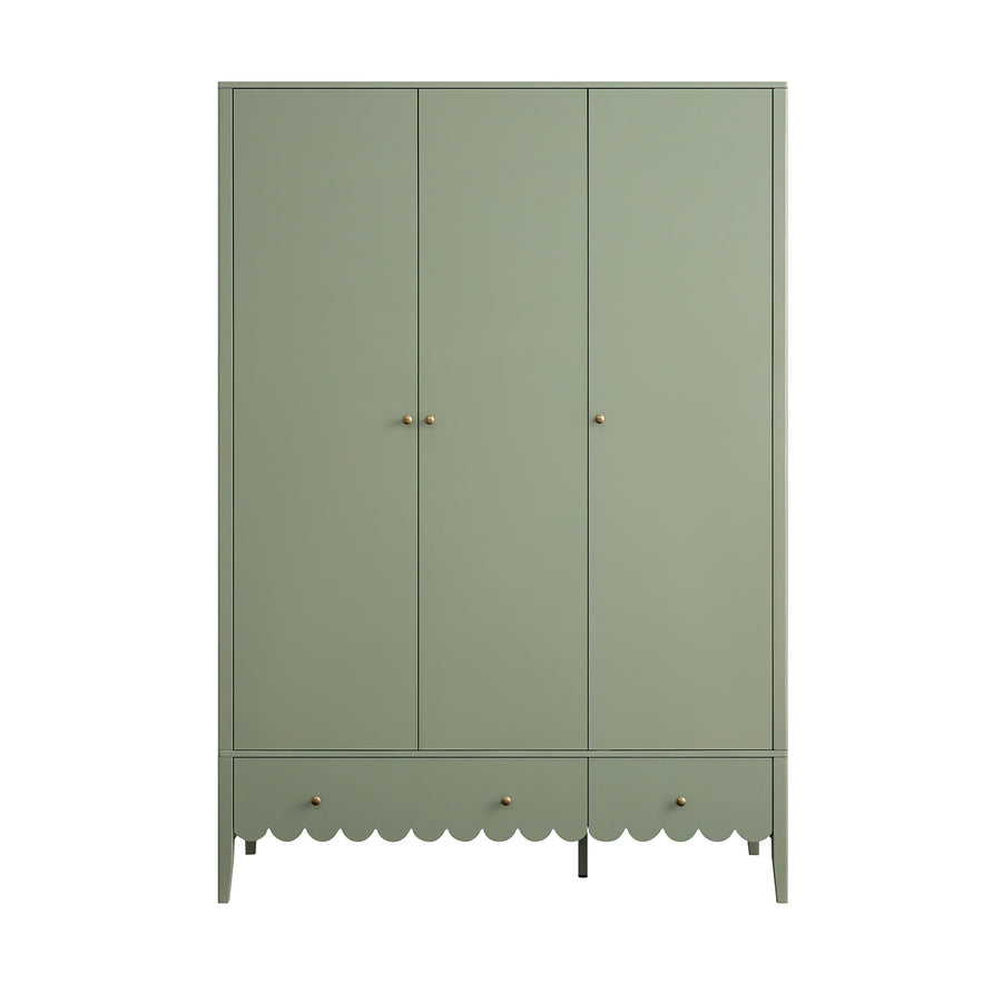 Henley Scalloped Edge Triple Wardrobe, Sage Green