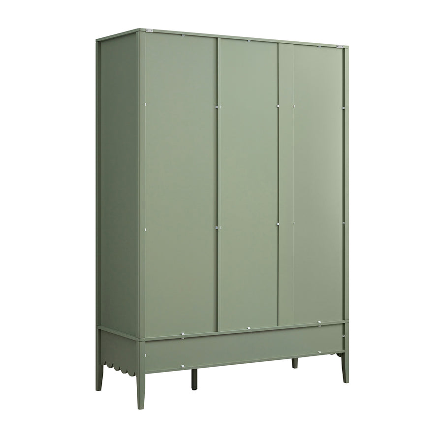 Henley Scalloped Edge Triple Wardrobe, Sage Green