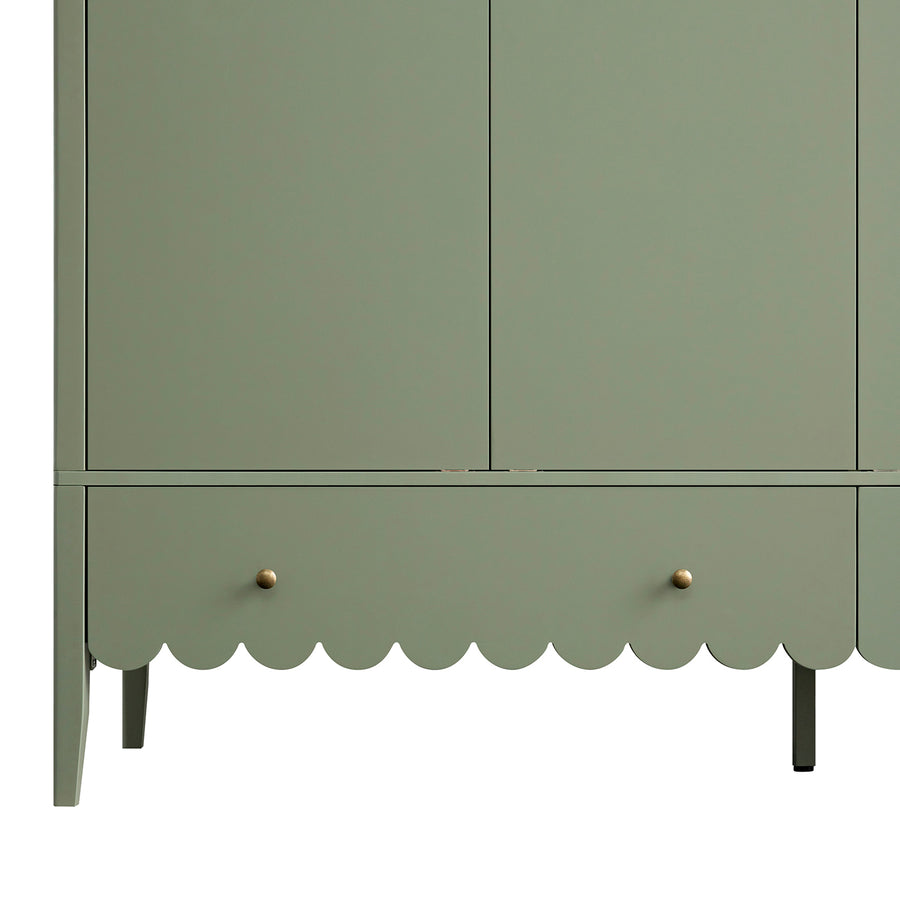 Henley Scalloped Edge Triple Wardrobe, Sage Green