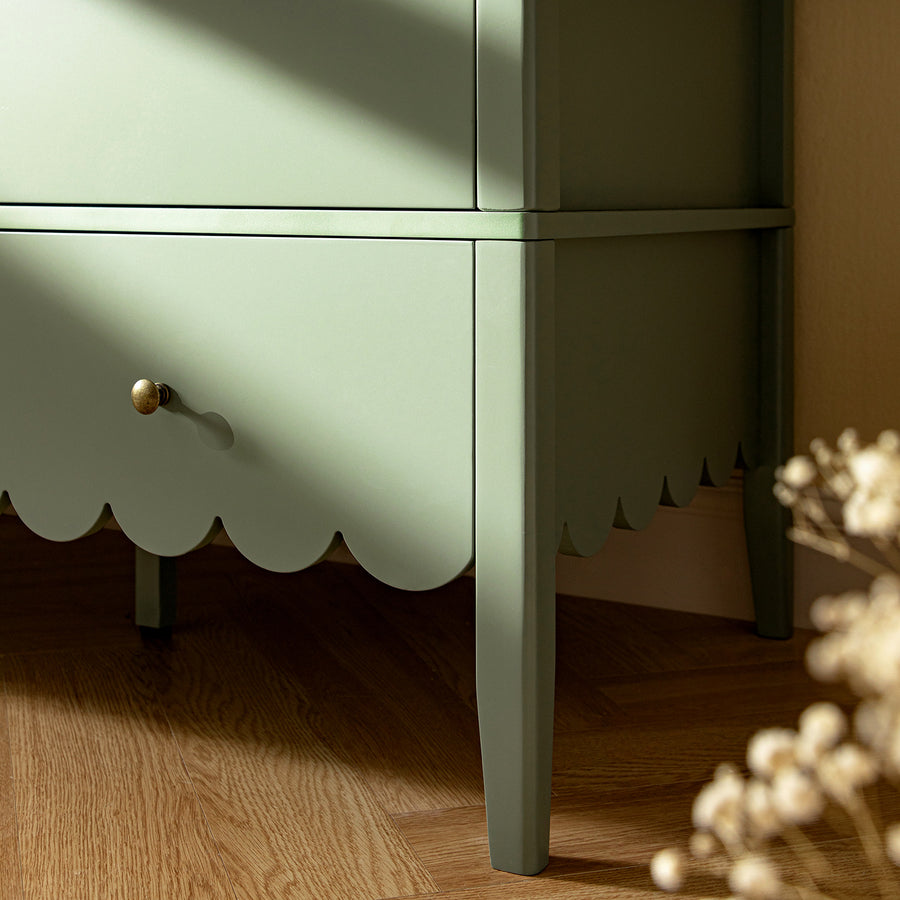 Henley Scalloped Edge Triple Wardrobe, Sage Green