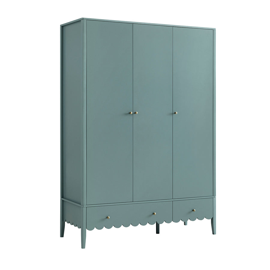 Henley Scalloped Edge Triple Wardrobe, Blue Spruce