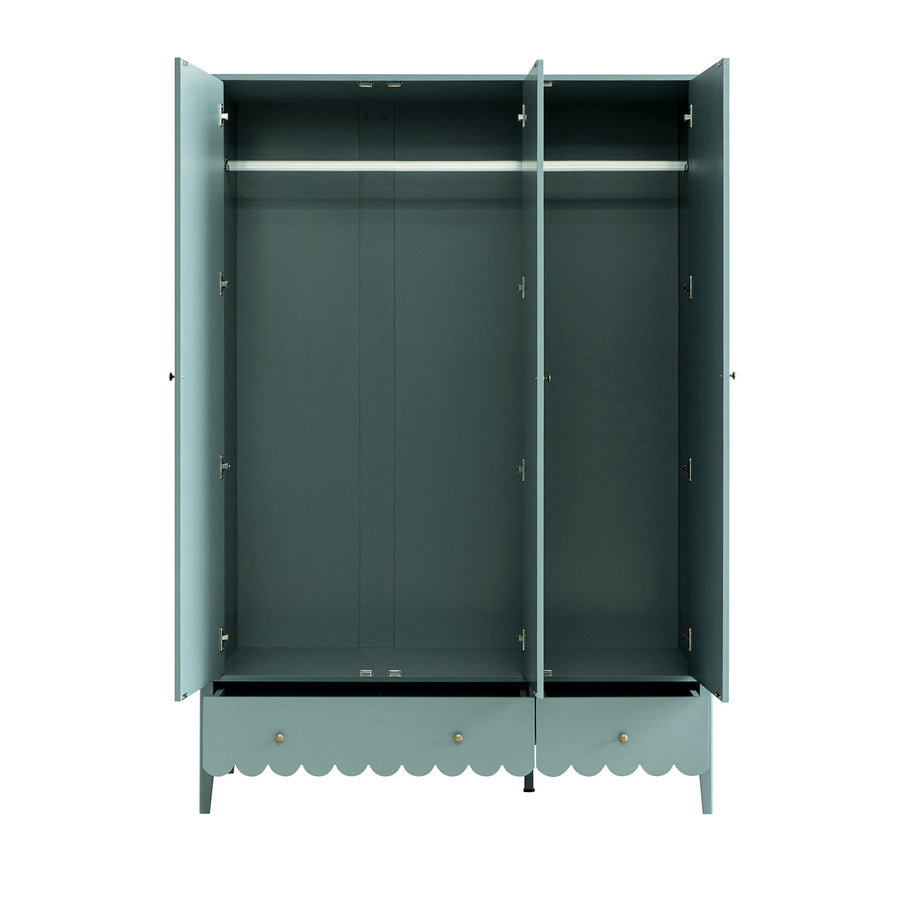 Henley Scalloped Edge Triple Wardrobe, Blue Spruce
