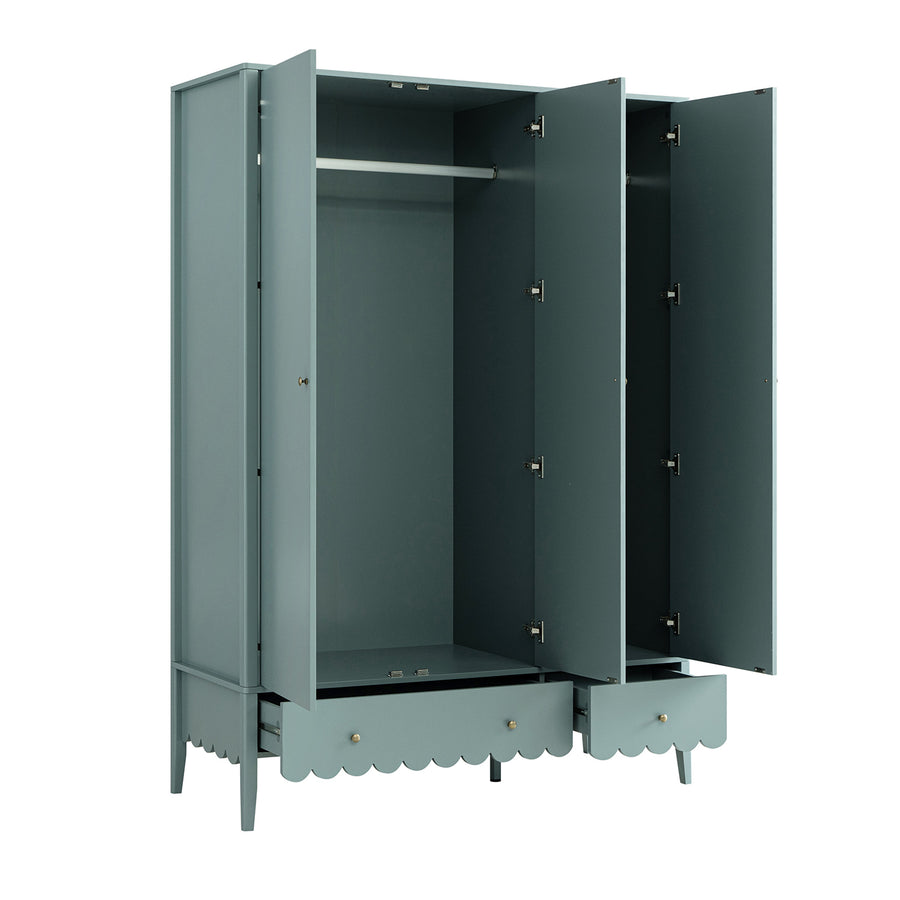 Henley Scalloped Edge Triple Wardrobe, Blue Spruce