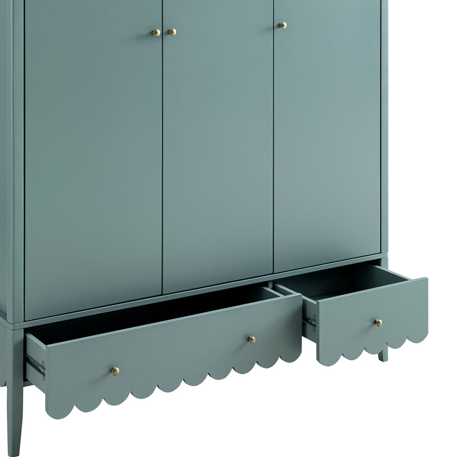 Henley Scalloped Edge Triple Wardrobe, Blue Spruce