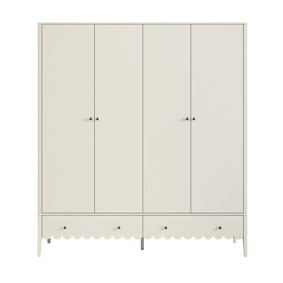 Henley Scalloped Edge 4-Door Wardrobe, Light Sand