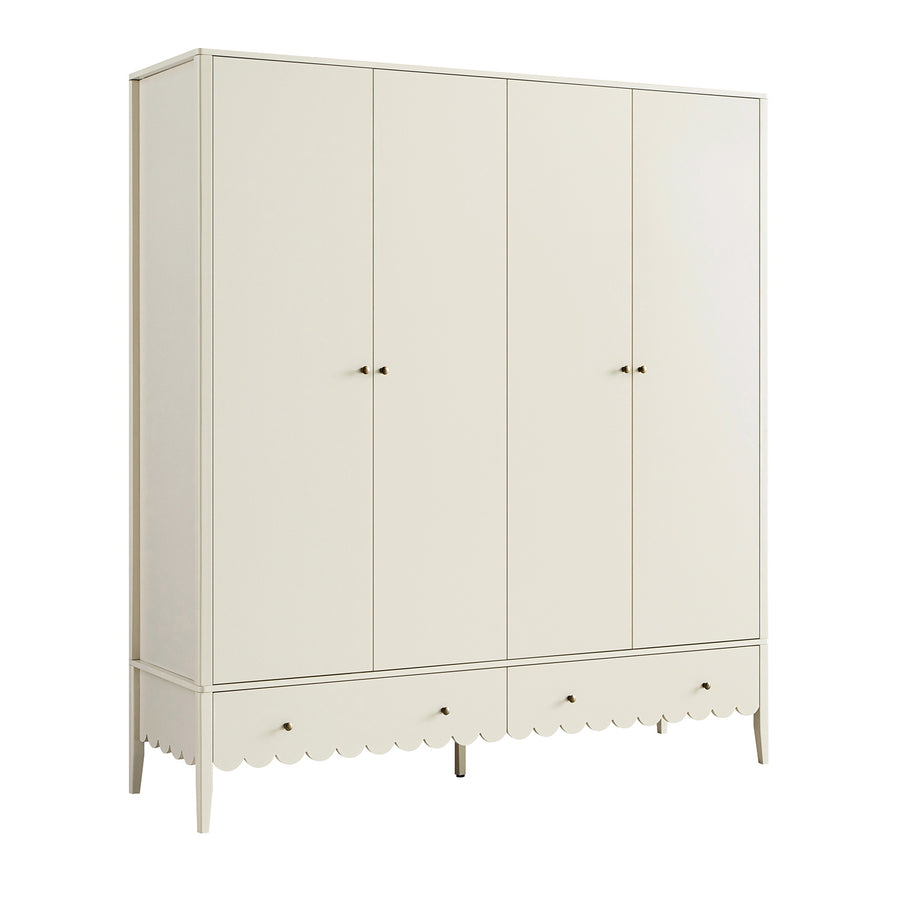 Henley Scalloped Edge 4-Door Wardrobe, Light Sand