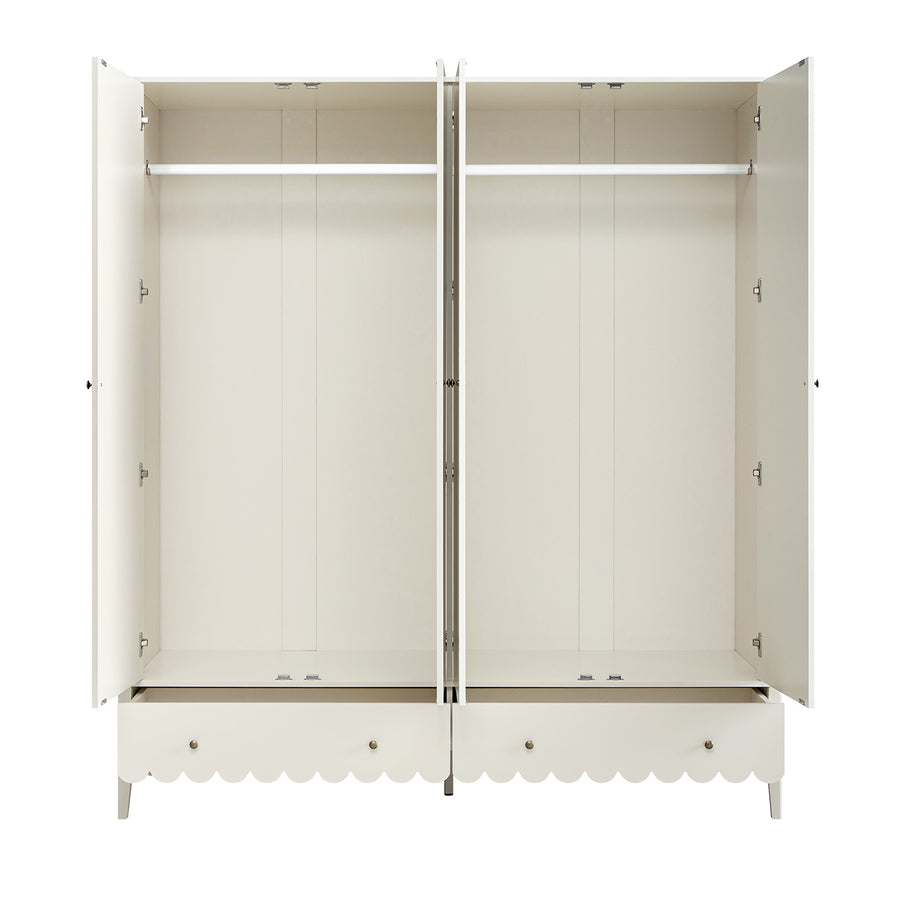Henley Scalloped Edge 4-Door Wardrobe, Light Sand
