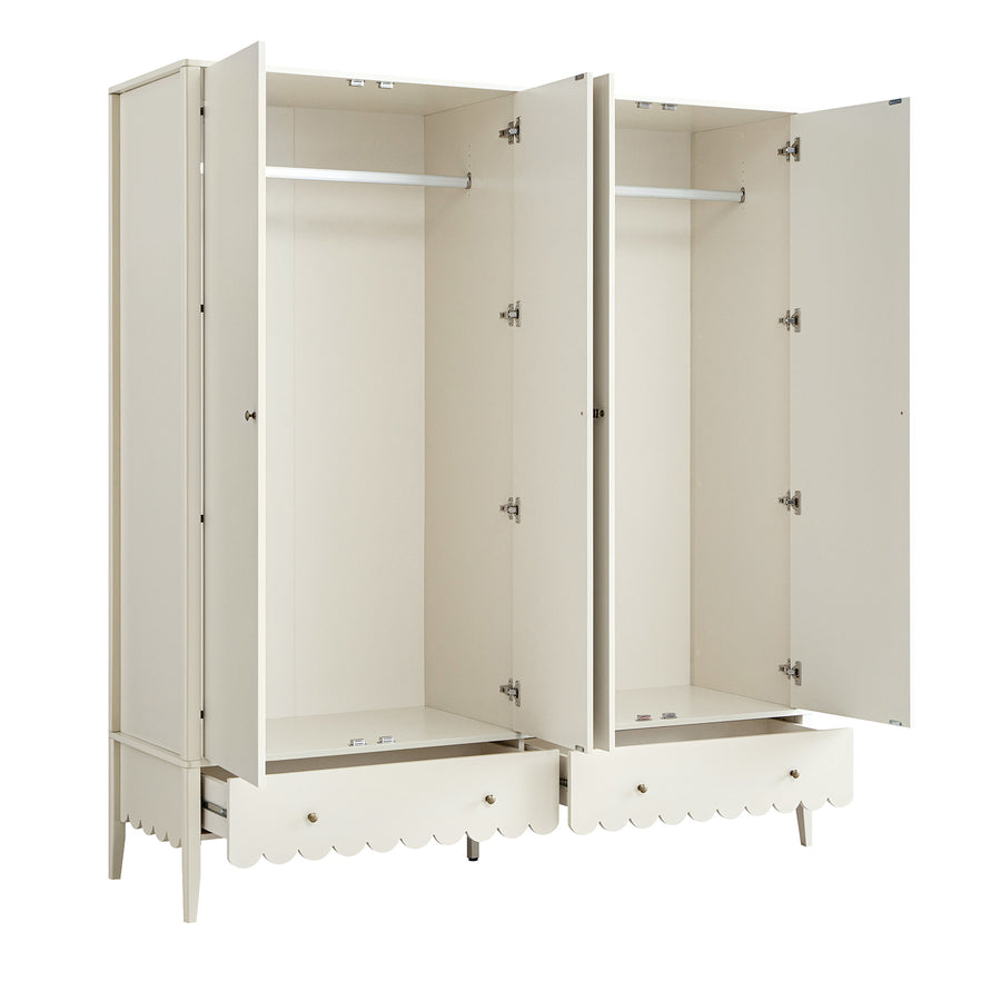 Henley Scalloped Edge 4-Door Wardrobe, Light Sand
