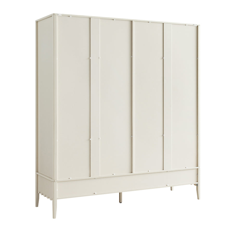 Henley Scalloped Edge 4-Door Wardrobe, Light Sand