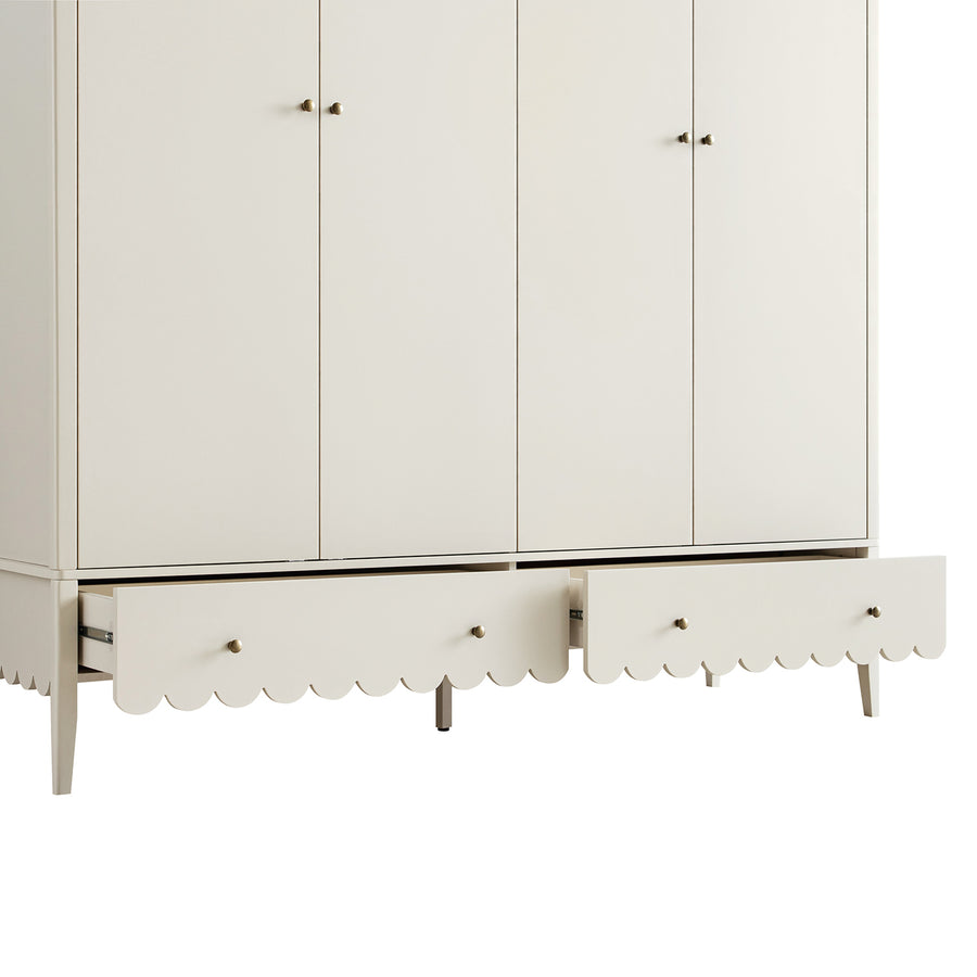 Henley Scalloped Edge 4-Door Wardrobe, Light Sand