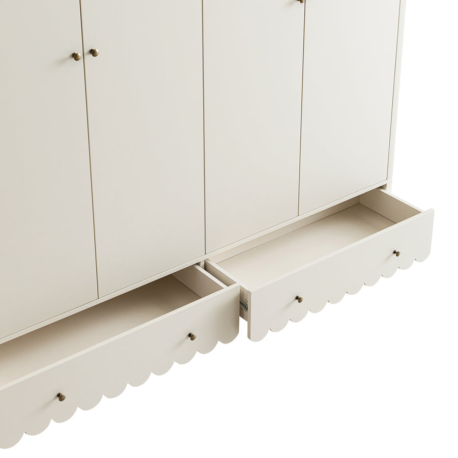 Henley Scalloped Edge 4-Door Wardrobe, Light Sand